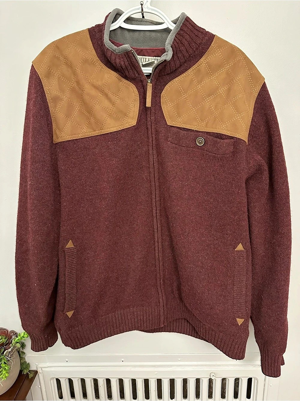 Duluth Trading Co Men's Shetland Wool Windproof Zip Sweater XL